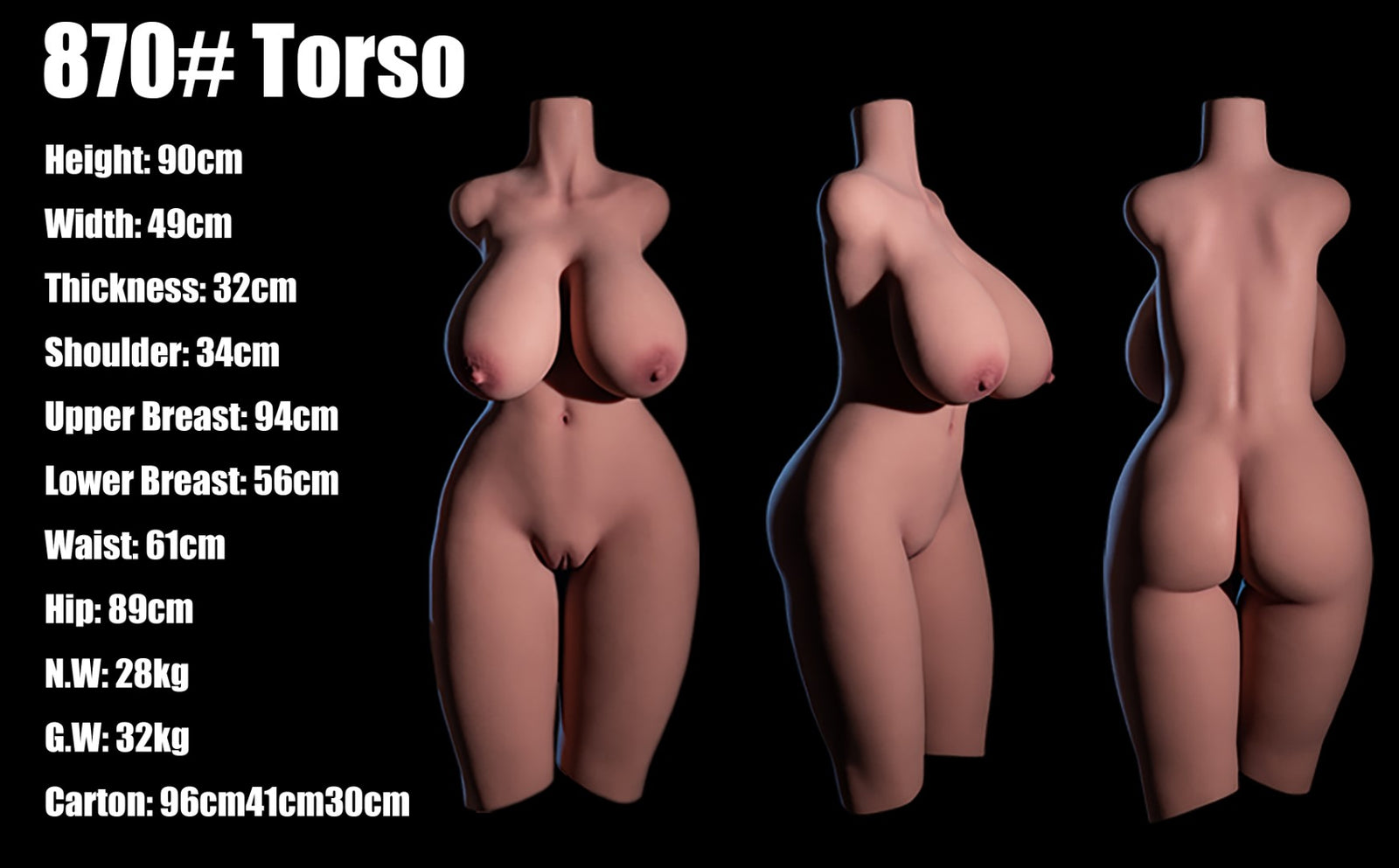Sexuální panenka Berber Torso (Climax Doll Classic 90 cm L-hrnek TPE) EXPRESS