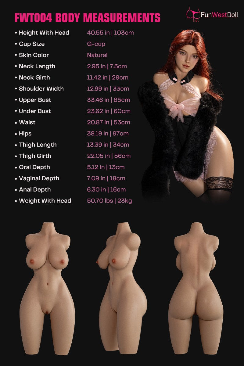 Sexuální panenka Lexie Torso (FunWest Doll 103cm G-Cup #026S silikon)