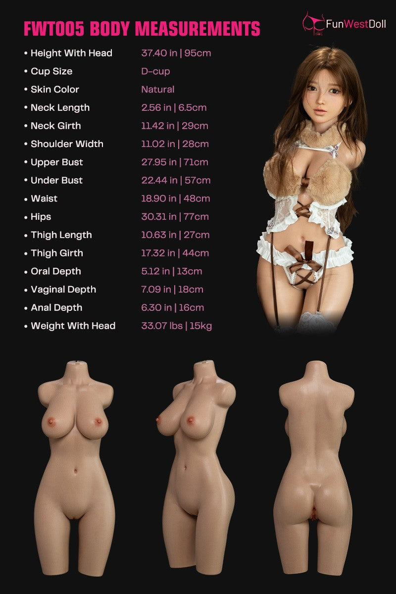 Sexuální panenka Amy Torso (FunWest Doll 95cm D-Cup #041SJ silikon)