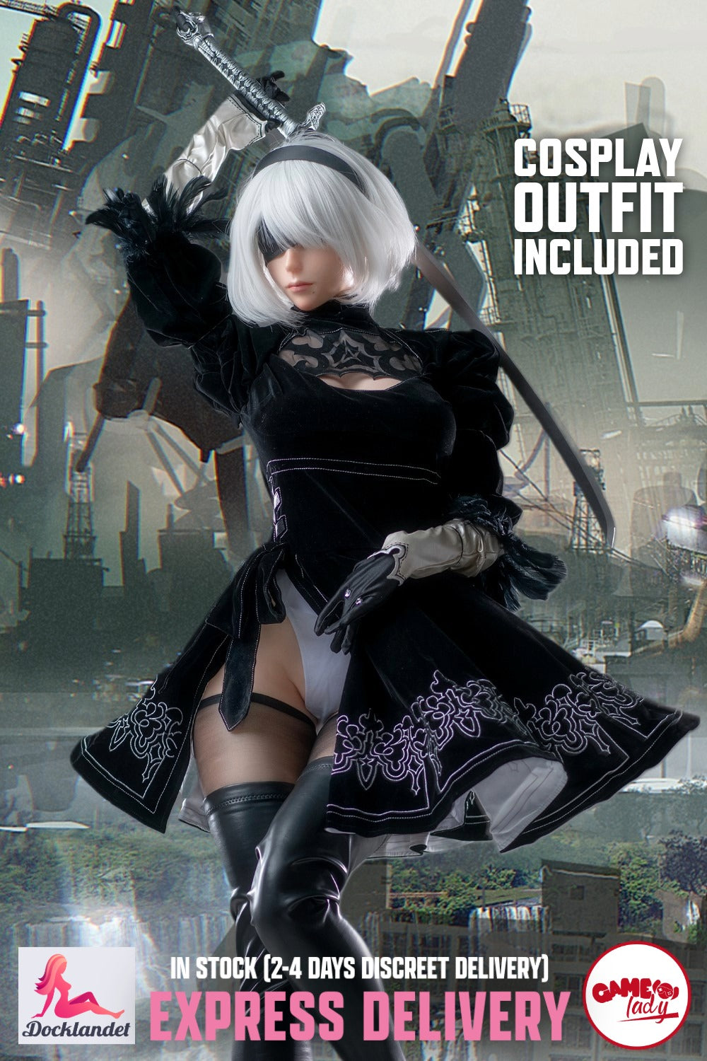 Yorha 2B Sex Doll (Game Lady 171cm E-Cup č. 18 silikon) EXPRESS