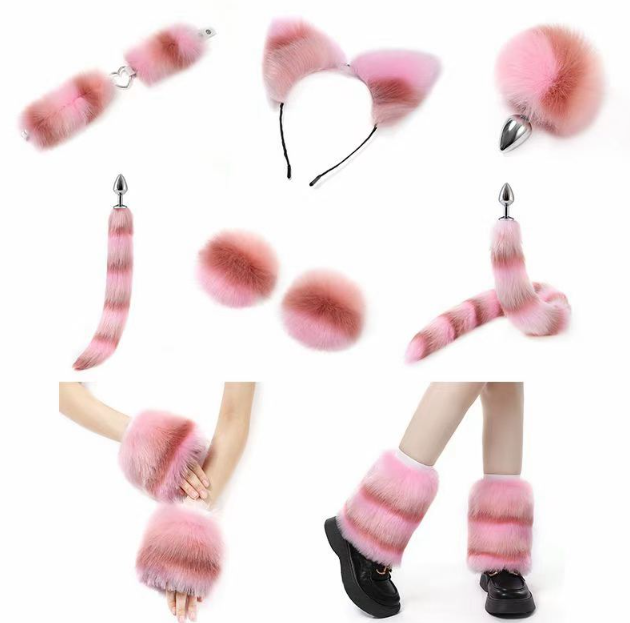 Chlupatý outfit v barevné kožešině (set s 11 díly)