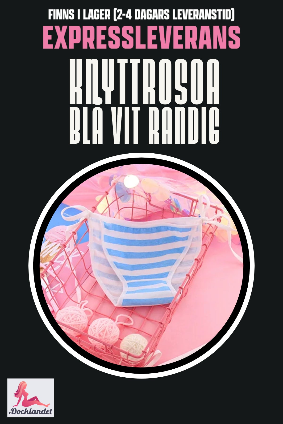 Tie rose for sex doll (Pink/Blue white, striped)