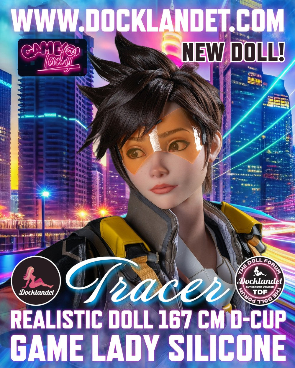 Tracer Sex Doll (Game Lady 167 cm D-kupa č. 29-1 silikon)