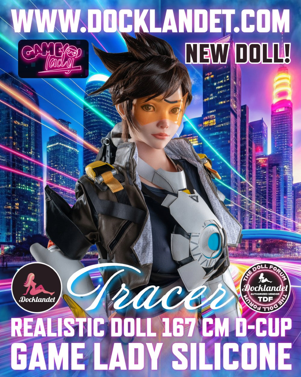 Tracer Sex Doll (Game Lady 167 cm D-kupa č. 29-1 silikon)